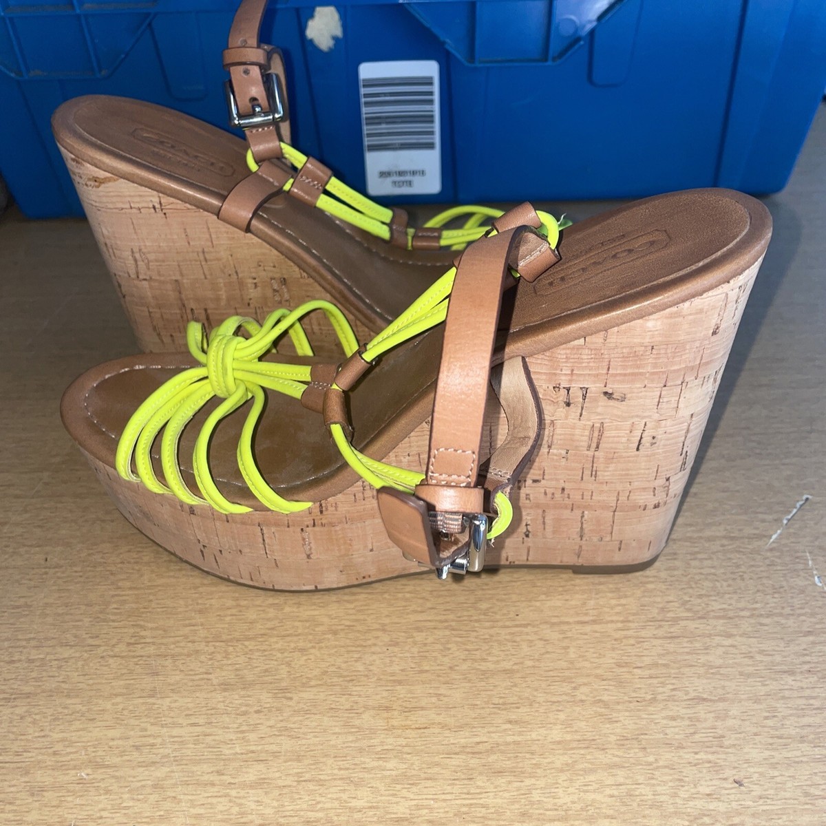 coach neon sandals
