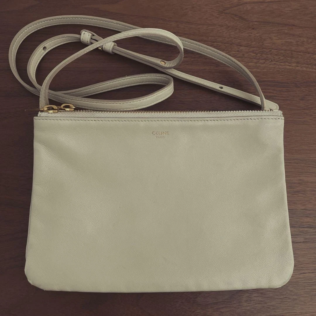 CELINE TRIO SMALL trio Small shoulder bag leather used With Tracking