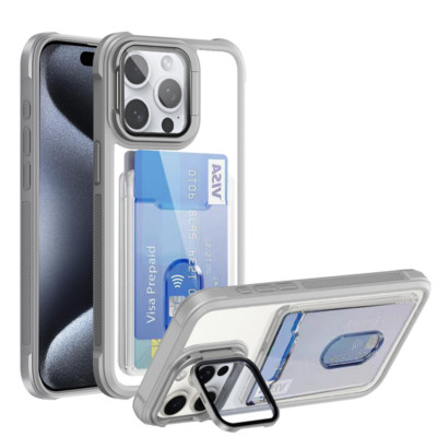 Cover Slot For iPhone 15 16/Plus Pro Max 17 Air Pro Clear Hybird Card Slot Stand
