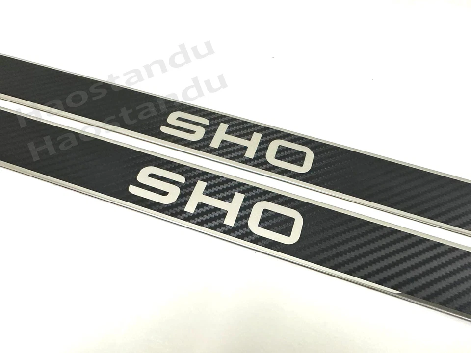 Placa de alféizares de puerta de acero inoxidable SHO 2 piezas placas de protección contra rasguños estilo carbono Foto 2 de 3