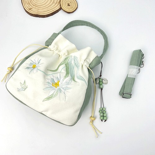 Antike chinesische bestickte Blumenbündel Mundquaste Hanfu Schultertasche Handtasche - Bild 5 von 26