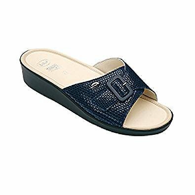 Dr SCHOLL NAVY BLUE Plantar Lightweight Soft 1 Buckle Leather Handle  Slippers | eBay
