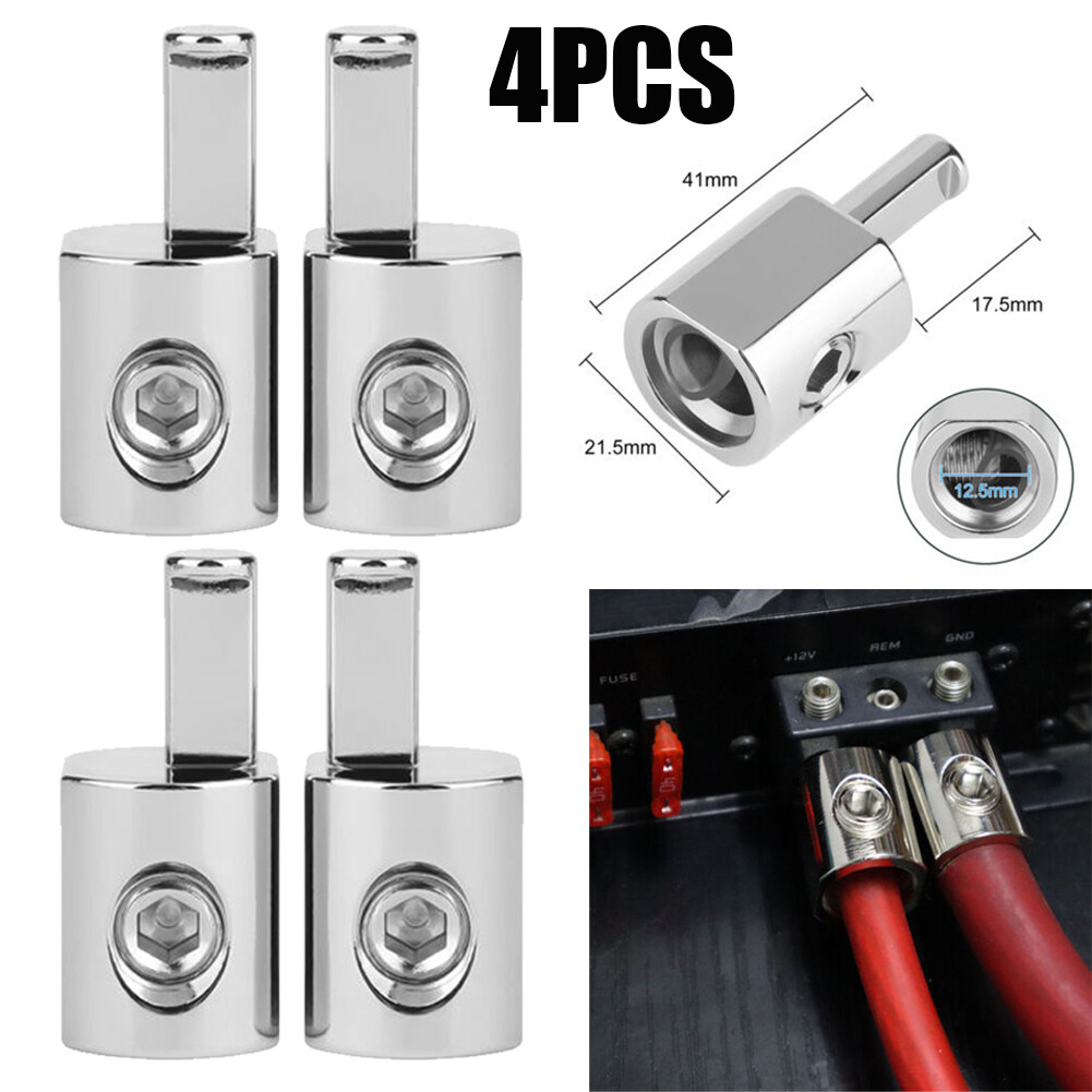 4-Pack Heavy Duty Car Audio Wire Reducers – 0 Gauge To 4 Gauge Adapters For Amp Power & Ground Connections