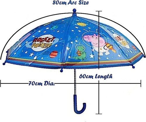 George Pig Manual Parachute Umbrella 25" Sunshade Windproof Brolly Boys Gift - Picture 2 of 10