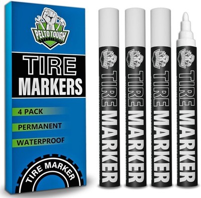 White tire Paint Marker for Car Tire Lettering - 4 Pack - Permanent Tire Paint P