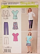 Simplicity Pattern 2191 Misses' Cropped Pants or Shorts & Tunic Sewing Project H