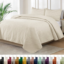 Luxury Bedspread Set 3 Piece Quilted Coverlet Bed Throw Queen King Size Bedding