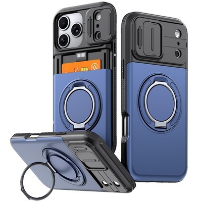 For iPhone 17 Pro Max 16 15 14 12 11 Shockproof Card Slot Case Slide Lens Cover