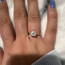 14K Yellow Gold Heart Cut White Diamond Solitaire Engagement Ring Size 7