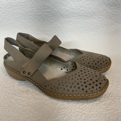 Rieker Mary Jane Sandals Size 10 - 10.5 (41) Closed Toe Slingback Perforated Tan