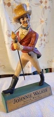 Vintage Johnnie Walker Whisky Werbung sehr guter Zustand + Display Figur 40 cm früh Original