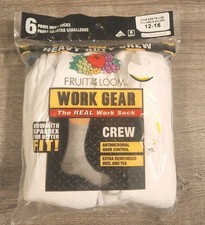 Fruit of the Loom Work Gear Heavy Duty Crew Socks White Men's 12-16 Big  Tall