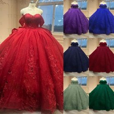Quinceanera Dresses with Bow 3D Flowers Formal Prom Sweet 15 16 Party Ball Gowns
