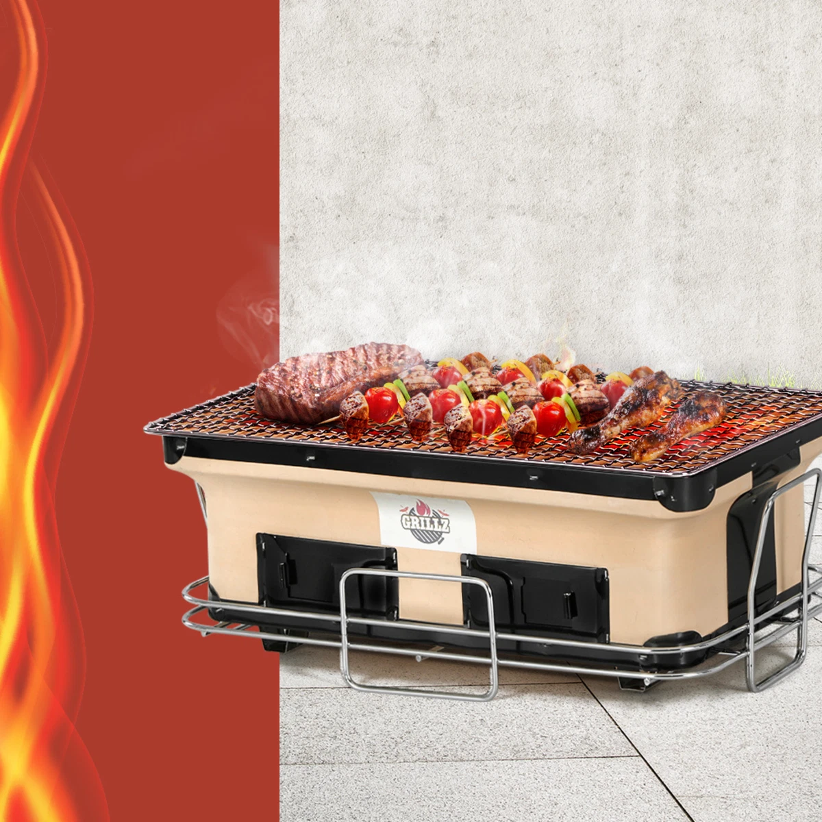 Grillz BBQ Grill Tabletop Charcoal Smoker Portable Japanese Hibachi Style Grill