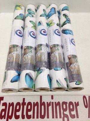 Papiertapete Erismann CONPART 5x 224089 (5Rollen) Schmetterlinge Weiß Blau Gelb