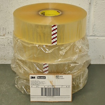 (4) 3M Scotch Carton Sealing Tape 372, 3'' x 1000yd x 2.2 mil, Hot Melt Resin