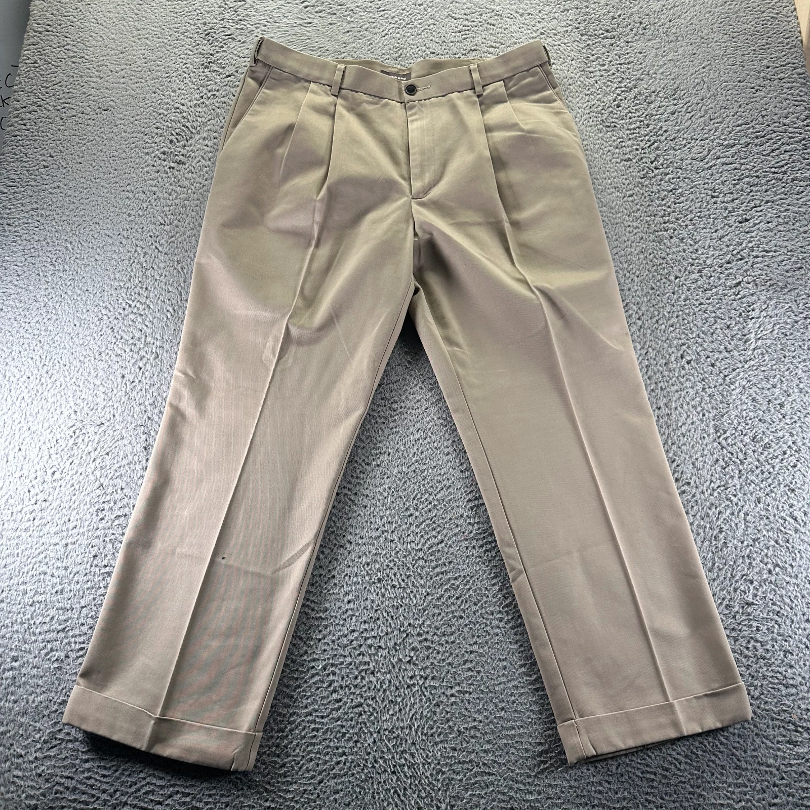 Dockers D3 Pant Mens 36x29 Brown Cotton Khakis Pleated Straight Workwear Utility