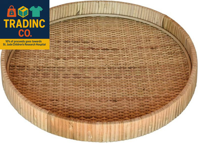 Homart 5219-0 Cayman Large Tray, 13.50-Inch Diameter, Natural, Rattan
