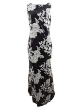 Vince Camuto Women's Embellished Embroidered Gown (4, Black/White)