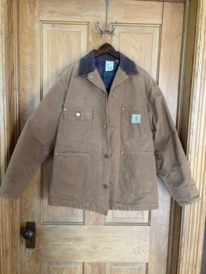 Vintage Carhartt 6BLC Blanket Lined Button Up Tan Workwear Work Chore Jacket 38