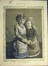 Original Old Antique Print 1885 Our-Girls Children Thomson Child Portrait 19th