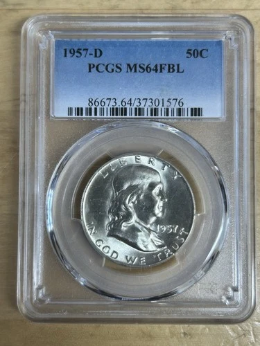1957 D Franklin Half Dollar PCGS MS64 FBL