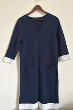 Crew Clothing Jumper Dress Size 18 Pockets 30% Wool Blue Unworn Excellent V Neck