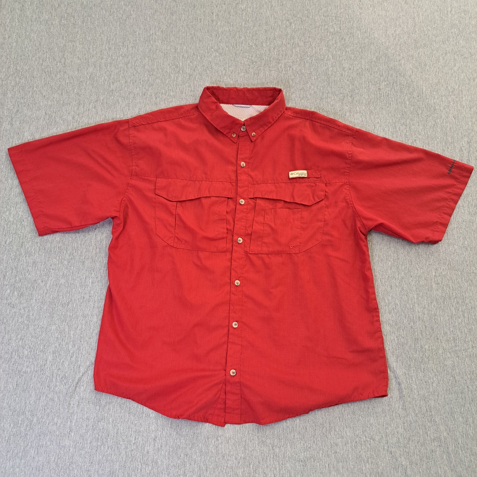 Columbia PFG Mens Fishing Shirt XXL 2XL Red Button Up Performance Omni Shade