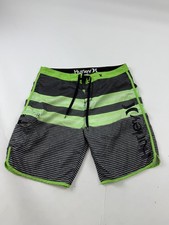Hurley Board Shorts Mens 36 Gray Green Stripe Swim Trunks Drawstring Pocket