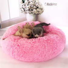 Plush Calming Pet Bed Donut Dog Cat Bed Cuddler Nest Cushion Soft Cozy LARGE sz