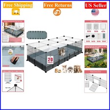 20-Panels Small Animal Playpen 48"x24"x16" with Waterproof Mat, Black