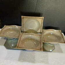 Studio Nova Rimmed Square Bowls Mystic Cove Beige Set of 4 Soup Salad #75