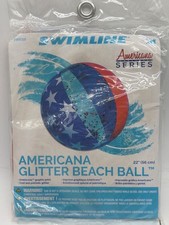 Americana Glitter Beach Ball 22" Swimline Patriotic Design With Stars Glitter