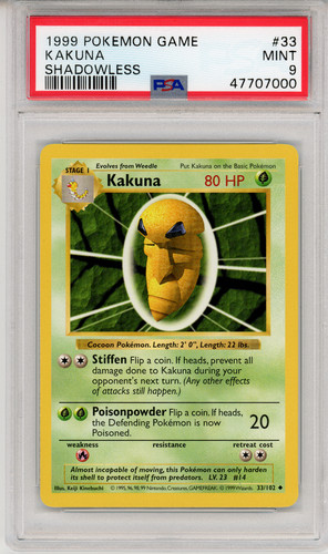Kakuna (Shadowless) graded PSA 9 for sale on eBay