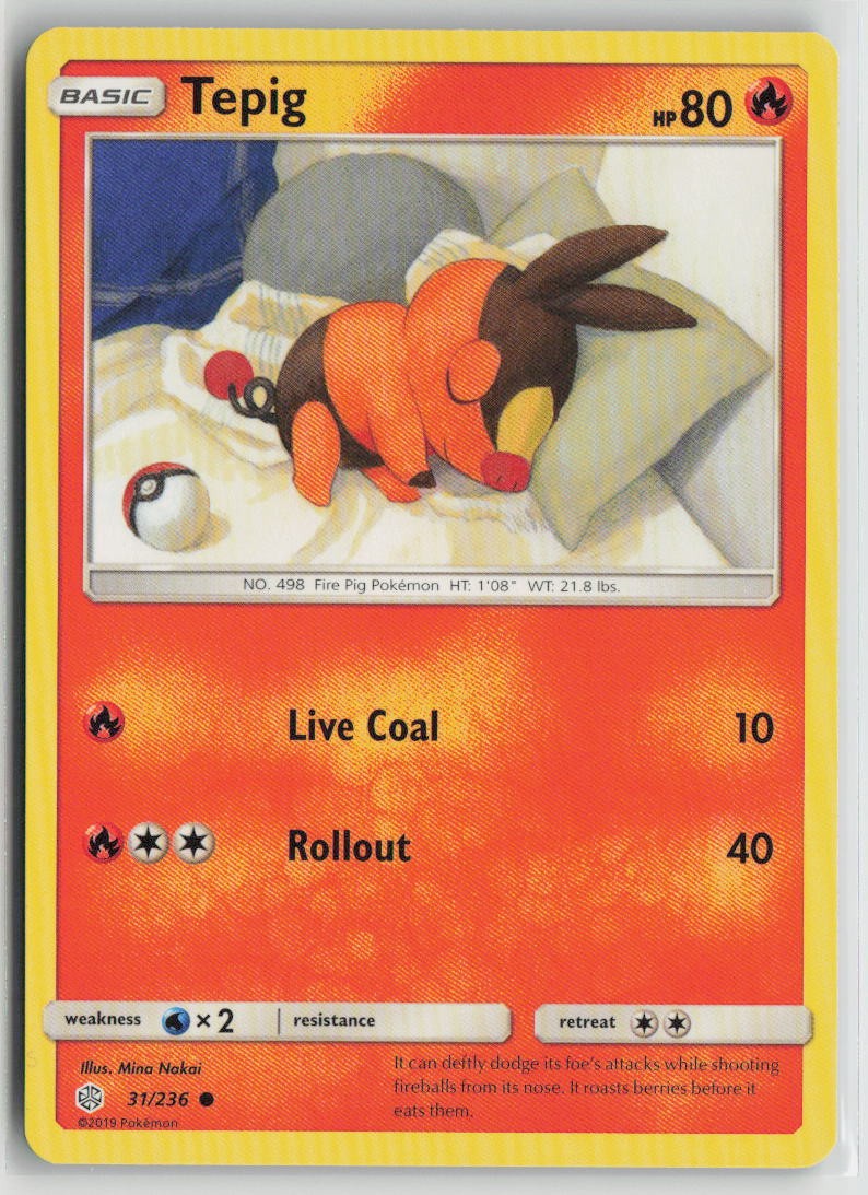 Tepig 31/236 Common Cosmic Eclipse Pokemon Near Mint