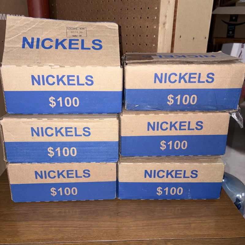 Lot Of 6 Loomis Empty Nickle Bank Boxes RARE