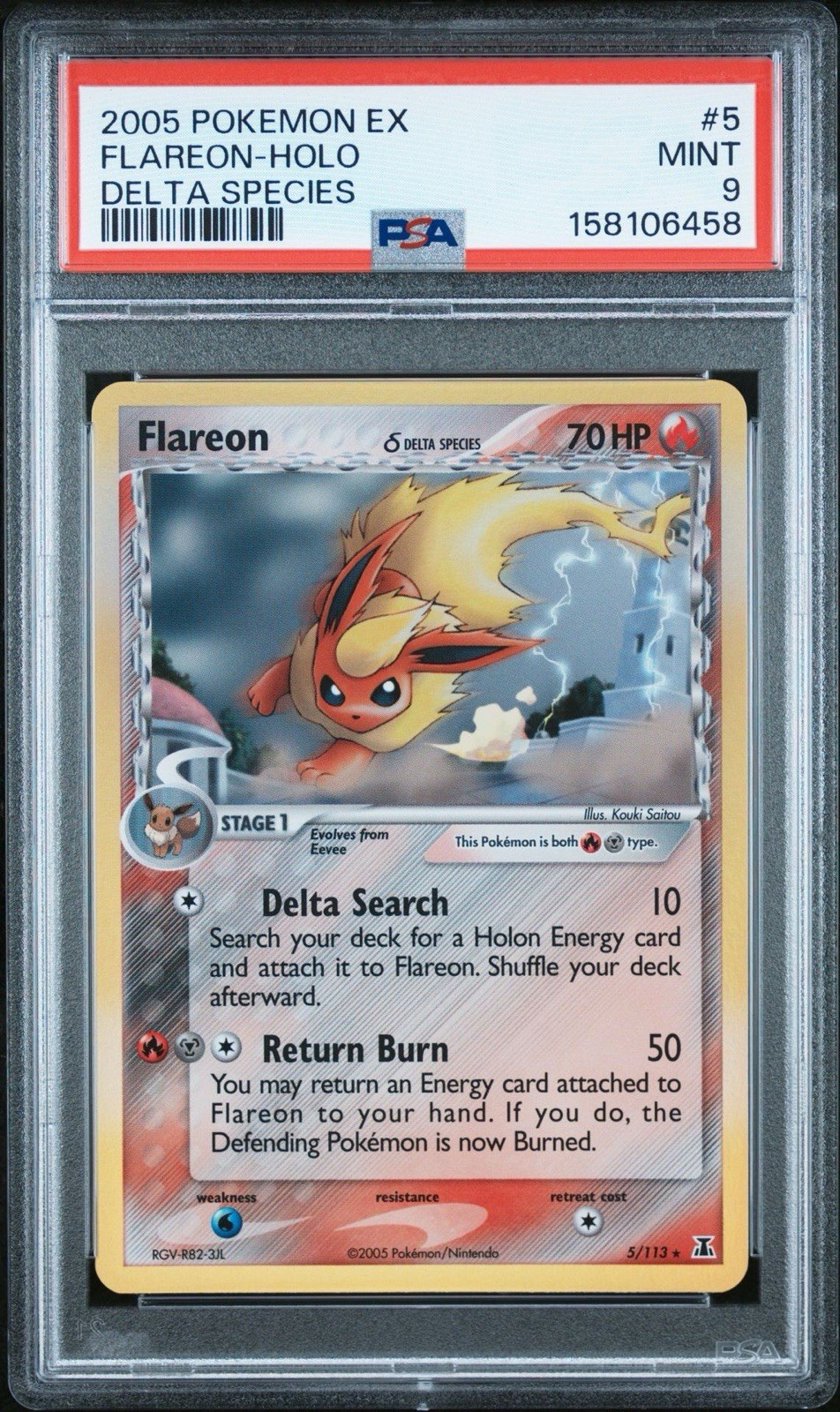 Pokemon 2005 EX Delta Species Flareon #5 PSA 9