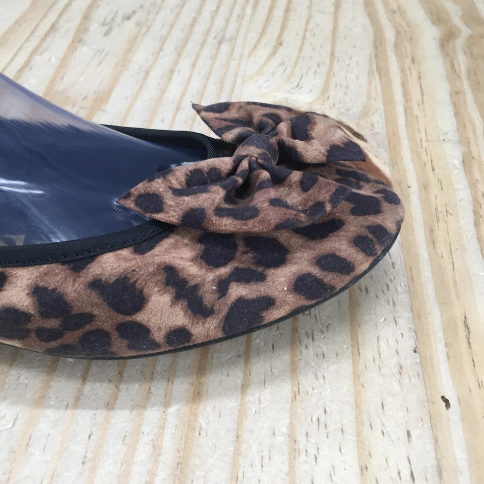 Sam And Libby Shoes Womens 8 Bow Leopard Print Slip On Ballet Flats Brown Black - Image 4 of 4