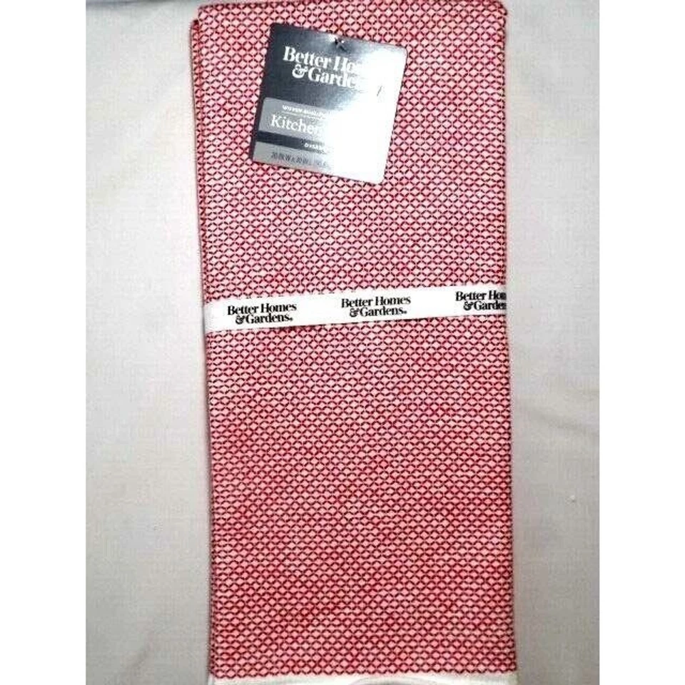Better Homes & Gardens Toallas de cocina tejidas de gran tamaño rojo blanco 2 piezas regalo NUEVO Foto 2 de 4
