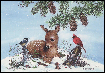 Greeting Card - Bird Deer - Giordano - Christmas - 0404
