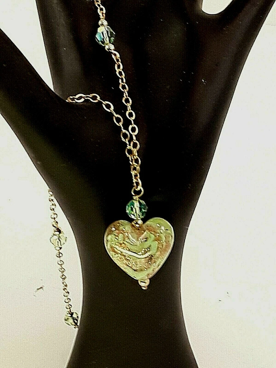 Murano Venetian Glass Necklace Gold Foil Pendant Yumi Chen New eBay