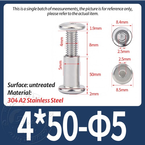 FURNITURE JOINT CONNECTOR BOLT & CAP NUT - ALLEN KEY HEAD - A2 STAINLESS STEEL - Picture 58 of 144