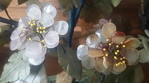 Vintage 1960s Chinese Jade Bonsai Rose Quartz Other Semi-Precious Stones 12" #2 - Picture 7 of 12