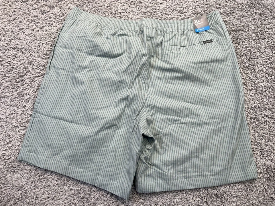 Pantalones Cortos Columbia de Lino para Hombres XL Verde Rayas Salvia Muelles Rectos Chinos Foto 2 de 4
