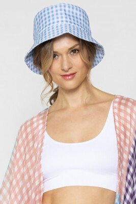 Do Everything in Love Women's Trendy Gingham Bucket Hat with Draw String