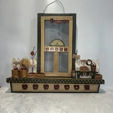 Hanging Country Apple Stand, Miniature Diorama 3 Keyholder, Handcrafted. Vtg.