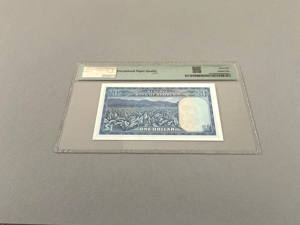 Rhodesia 1 Dollar P-34c* *Replacement* 1978 PMG 65 EPQ - Image 3 of 4