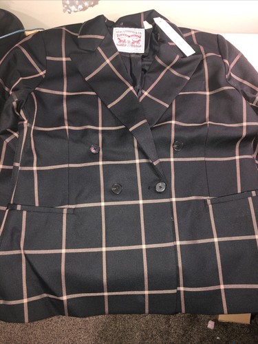 Levis Strauss Women's Math Club Blazer Black & Brown Plaid Size XL NEW - Picture 6 of 7