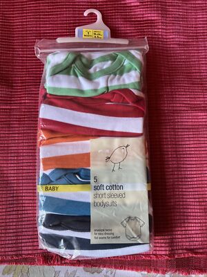 M&S 5 weiche Baumwolle Kurzarm Bodys 1 Monat/4,5 kg, 9 Pfund, 14 Unzen