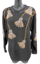 VTG Victoria Harbour Sweater Size L 80s Embellished Oversize Pullover